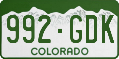 CO license plate 992GDK