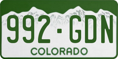 CO license plate 992GDN