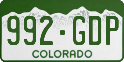 CO license plate 992GDP