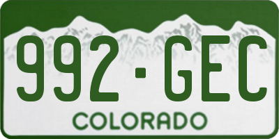 CO license plate 992GEC