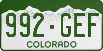 CO license plate 992GEF