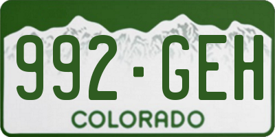 CO license plate 992GEH