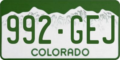 CO license plate 992GEJ