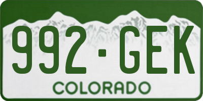 CO license plate 992GEK