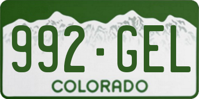 CO license plate 992GEL