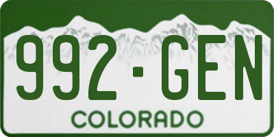 CO license plate 992GEN