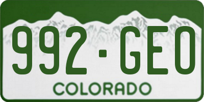 CO license plate 992GEO