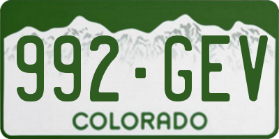 CO license plate 992GEV