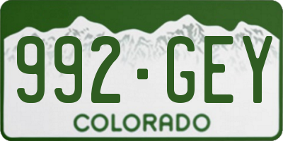 CO license plate 992GEY