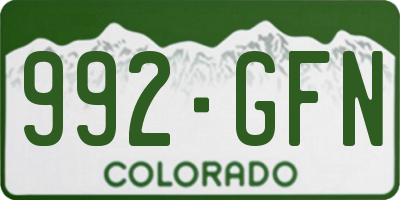 CO license plate 992GFN