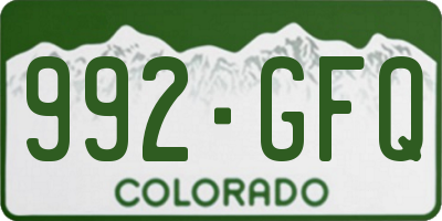 CO license plate 992GFQ
