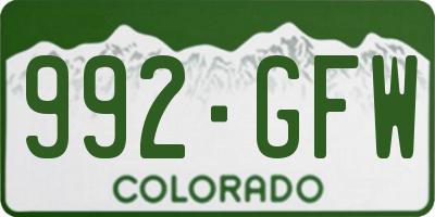 CO license plate 992GFW