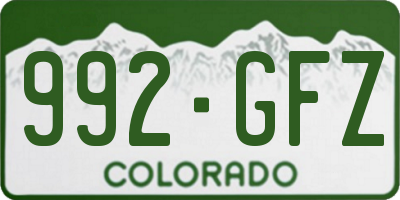 CO license plate 992GFZ