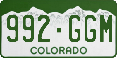CO license plate 992GGM