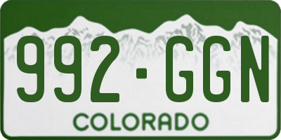 CO license plate 992GGN