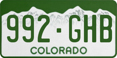CO license plate 992GHB