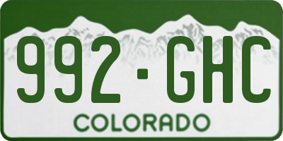 CO license plate 992GHC