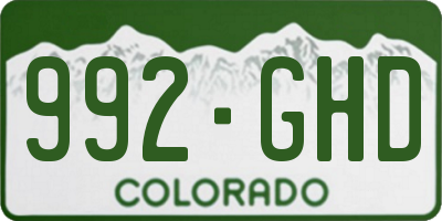 CO license plate 992GHD
