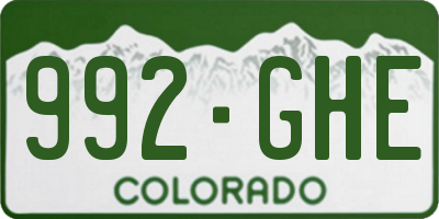 CO license plate 992GHE