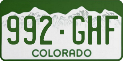 CO license plate 992GHF