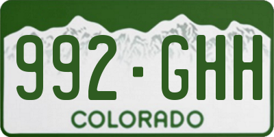 CO license plate 992GHH