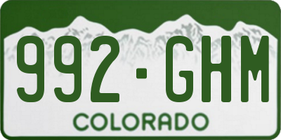 CO license plate 992GHM