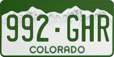 CO license plate 992GHR