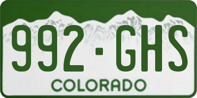 CO license plate 992GHS