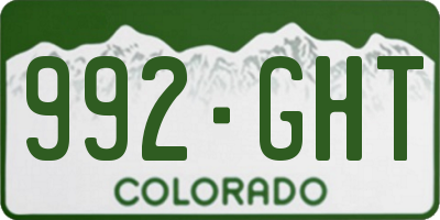 CO license plate 992GHT