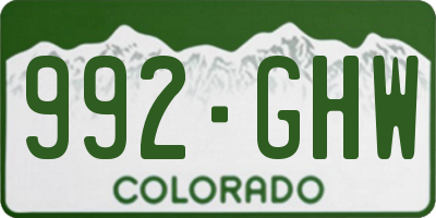 CO license plate 992GHW