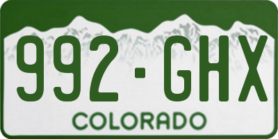 CO license plate 992GHX