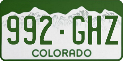 CO license plate 992GHZ