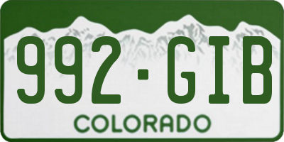 CO license plate 992GIB