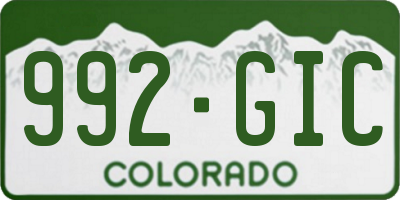 CO license plate 992GIC