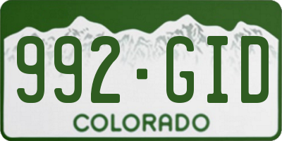 CO license plate 992GID