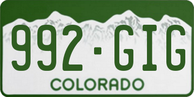 CO license plate 992GIG