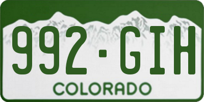 CO license plate 992GIH
