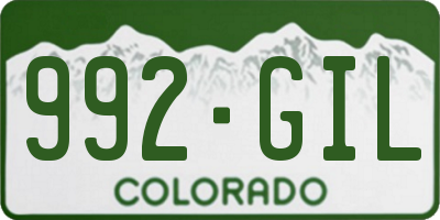 CO license plate 992GIL