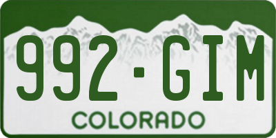 CO license plate 992GIM