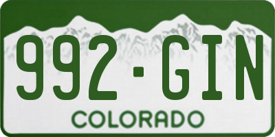 CO license plate 992GIN