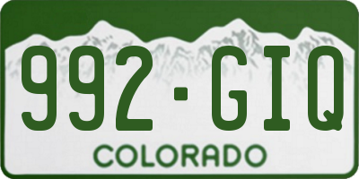 CO license plate 992GIQ
