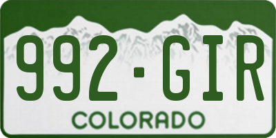 CO license plate 992GIR