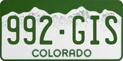 CO license plate 992GIS