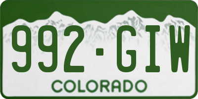 CO license plate 992GIW