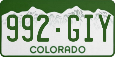 CO license plate 992GIY