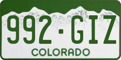 CO license plate 992GIZ