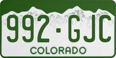 CO license plate 992GJC