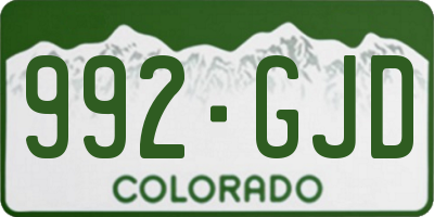 CO license plate 992GJD