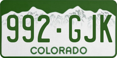 CO license plate 992GJK