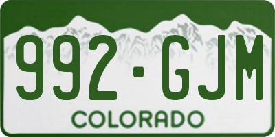 CO license plate 992GJM